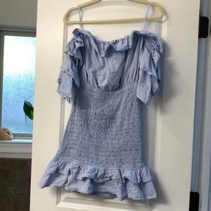 Smocked linen mini dress